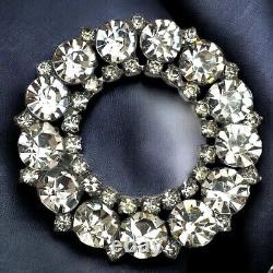 Juliana Rhinestone Brooch Open Circle MCM Statement Vintage Statement 2.5 Inch