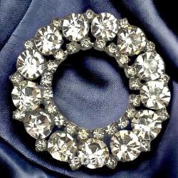 Juliana Rhinestone Brooch Open Circle MCM Statement Vintage Statement 2.5 Inch