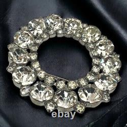 Juliana Rhinestone Brooch Open Circle MCM Statement Vintage Statement 2.5 Inch