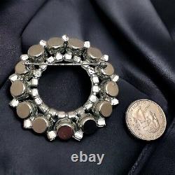 Juliana Rhinestone Brooch Open Circle MCM Statement Vintage Statement 2.5 Inch