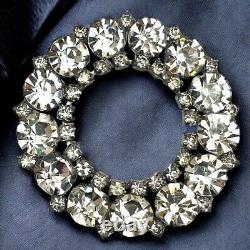 Juliana Rhinestone Brooch Open Circle MCM Statement Vintage Statement 2.5 Inch