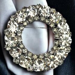 Juliana Rhinestone Brooch Open Circle MCM Statement Vintage Statement 2.5 Inch