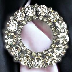 Juliana Rhinestone Brooch Open Circle MCM Statement Vintage Statement 2.5 Inch