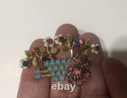 Juliana Rhinestone Brooch Pin Rare Flower Cart Vintage 50s Unsigned Estate Juliana Rhinestone Brooch Pin Rare Flower Cart Vintage 50s Unsigned Estate