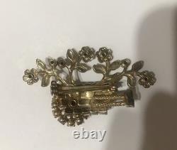 Juliana Rhinestone Brooch Pin Rare Flower Cart Vintage 50s Unsigned Estate