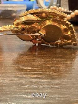 Juliana Rivioli Brooch with Beautiful Rhinestones In Red and Greens. Vintage