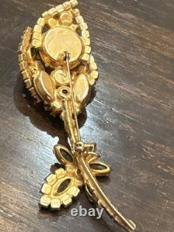 Juliana Rivioli Brooch with Beautiful Rhinestones In Red and Greens. Vintage