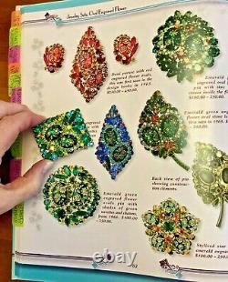 Juliana Vintage Emerald Green Rhinestone Brooch-book Piece-etched Flower Stones