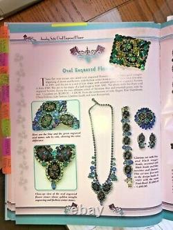 Juliana Vintage Emerald Green Rhinestone Brooch-book Piece-etched Flower Stones