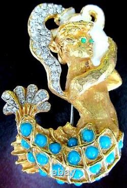 KJL KENNETH J LANE 1960's Aquarius Zodiac Figural Vintage Pin Brooch RARE