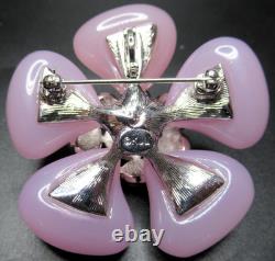 KJL KENNETH J LANE Blue & Lavender Cabochon Rhinestone Flower Vintage Brooch Pin