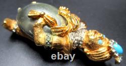 KJL KENNETH J LANE Gorgeous Rhinestone Faux Pearl Genie Vintage Pin Brooch