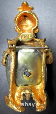 KJL KENNETH J LANE Gorgeous Rhinestone Faux Pearl Genie Vintage Pin Brooch