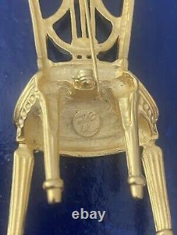 Karl Lagerfeld Pin Brooch Vintage Gold French Chair Lyre Surrealism