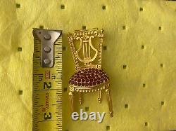 Karl Lagerfeld Pin Brooch Vintage Gold French Chair Lyre Surrealism