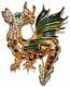 Kenneth Jay Lane KJL Vintage Dragon Myth Rhinestones Beads Gold Tone Brooch Pin