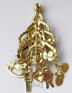Kirks Folly Christmas Tree Brooch Crystal Rhinestone Pin Vintage Designer Signed