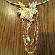 Kirks Folly Vtg Retired Lge Fairy Jeweled Pin Brooch Pendant Omega Necklace