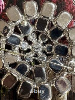 Kramer of New York Rhinestone Pin Brooch vintage huge Emerald Cuts Rhodium
