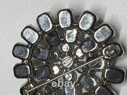 Kramer of New York Rhinestone Pin Brooch vintage huge Emerald Cuts Rhodium