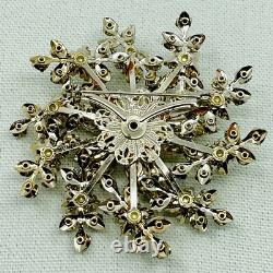LARGE VINTAGE 1950's PRONG SET RHINESTONE BROOCH PIN EARRING SET 3 WIDE AURORA