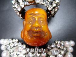 LAWRENCE VRBA HUGE Maharaja Sultan Figural Rhinestone Vintage Pin Brooch