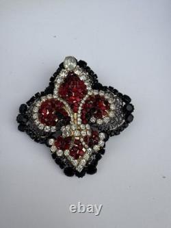 LAWRENCE VRBA Huge Red Rhinestone Vintage Pin Brooch
