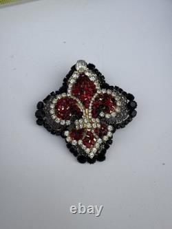 LAWRENCE VRBA Huge Red Rhinestone Vintage Pin Brooch