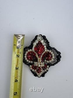 LAWRENCE VRBA Huge Red Rhinestone Vintage Pin Brooch