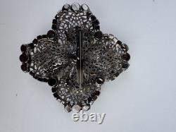LAWRENCE VRBA Huge Red Rhinestone Vintage Pin Brooch