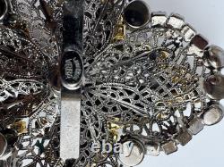 LAWRENCE VRBA Huge Red Rhinestone Vintage Pin Brooch