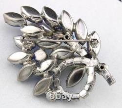 Large 3 Vintage D&E? Peacock Blue Rhinestone Lucite Pearl Flower Brooch Pin