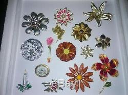 Large BROOCH LOT VINTAGE+NEWER+ SIGNED+RHINESTONERARE GORGEOUS PIECES