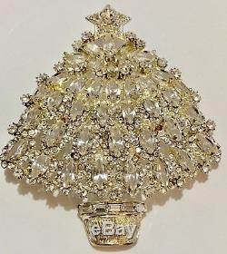 Large Eisenberg Ice Signed Christmas Tree Pin Brooch Vintage Rhinestones