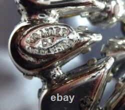 Large Vintage 2.5 Kramer New York Light & Sapphire Blue Rhinestone Brooch Pin