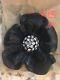Large Vintage Alexis Bittar Black Lucite Flower Pin Brooch with Crystals 4