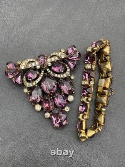 Large Vintage / Antique Rhinestone Brooch/ Bracelet Signed EISENBERG ORIGINAL