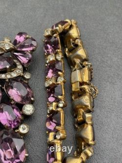 Large Vintage / Antique Rhinestone Brooch/ Bracelet Signed EISENBERG ORIGINAL