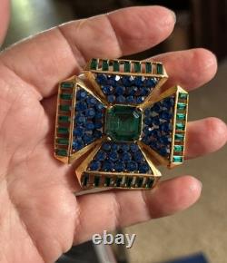 Large Vintage CAPRI Gripoix Rhinestone Maltese Cross Brooch INCREDIBLE