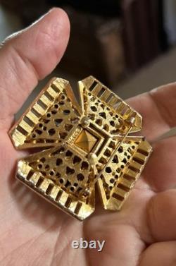 Large Vintage CAPRI Gripoix Rhinestone Maltese Cross Brooch INCREDIBLE