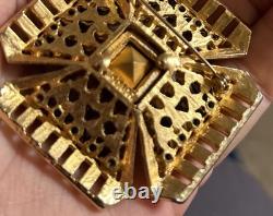 Large Vintage CAPRI Gripoix Rhinestone Maltese Cross Brooch INCREDIBLE