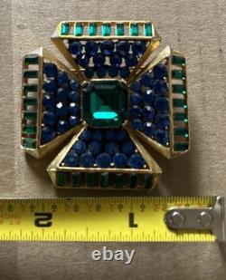 Large Vintage CAPRI Gripoix Rhinestone Maltese Cross Brooch INCREDIBLE