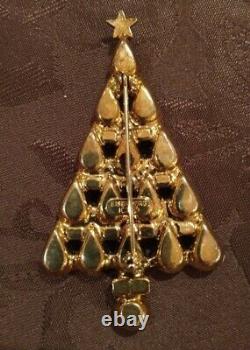 Large Vintage Eisenberg Ice Signed Teardrop Crystal Christmas Tree Pin Brooch
