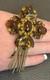 Large Vintage Huge Faux Amber Rhinestone Tassel Fringe Brooch Statement