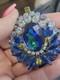 Large Vintage Juliana D&E Blue Watermelon Statement Brooch Pendant Book Piece BO