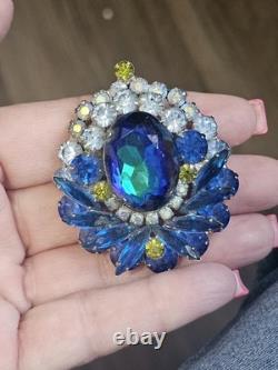 Large Vintage Juliana D&E Blue Watermelon Statement Brooch Pendant Book Piece BO