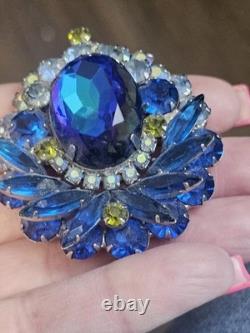 Large Vintage Juliana D&E Blue Watermelon Statement Brooch Pendant Book Piece BO