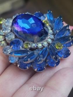 Large Vintage Juliana D&E Blue Watermelon Statement Brooch Pendant Book Piece BO