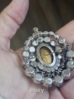 Large Vintage Juliana D&E Blue Watermelon Statement Brooch Pendant Book Piece BO