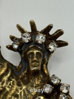 Large Vintage Marla Buck Statue of Liberty Rhinestone Brooch